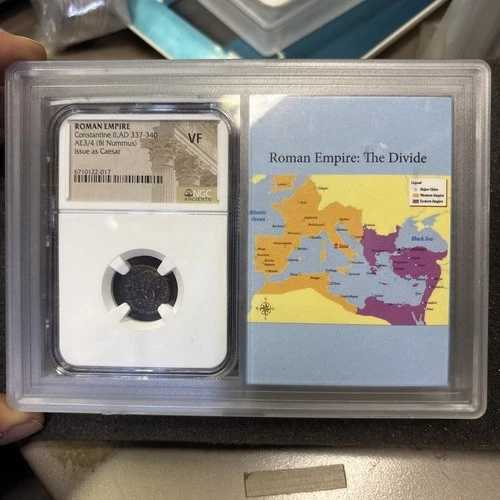 ローマ帝国コンスタンティヌス 2 世 AD 337-340 AE3/4 (Bi-Nummus) 発行 Caesar NGC VF