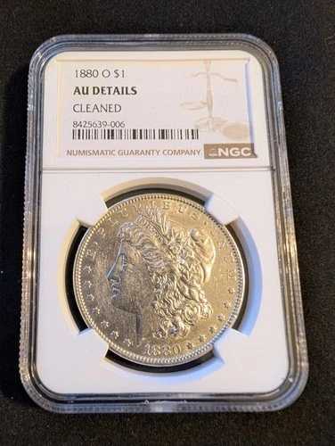 1880-O モルガン銀貨 1ドル、鑑定済み、AU詳細