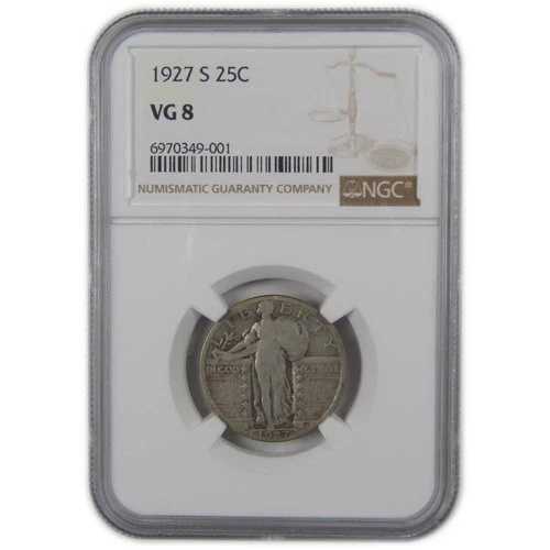 1927年 S スタンディング リバティ クォーター VG 8 NGC シルバー 25セント コイン SKU:I23551