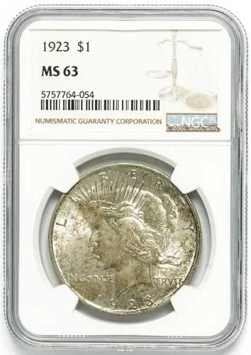 1923年（P）平和ドル NGC MS-63