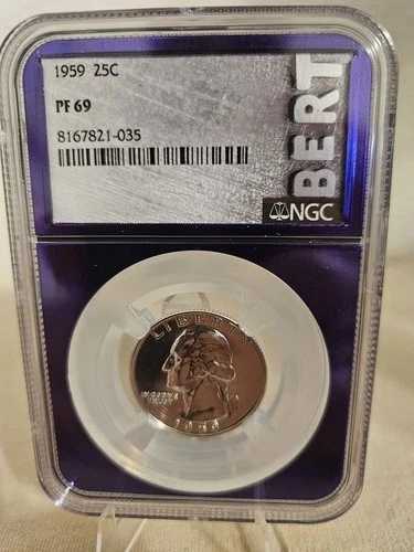 1959年 PF 69 プルーフ ワシントン シルバー クォーター NGC、25セント、ブライトホワイト、BERTラベル