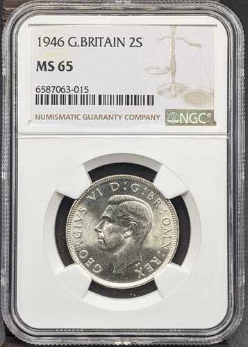 1946年 イギリス 2シリング NGC MS65