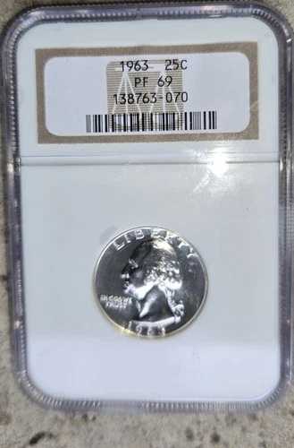 1963年 PF69 プルーフ ワシントン クォーター NGC 138763-070 認定 FATTY HOLDER