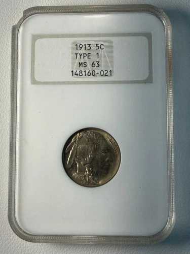 1913年製タイプ1バッファローニッケルNGC MS63 5セント認定
