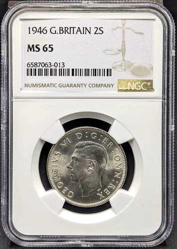 1946年 イギリス 2シリング NGC MS65