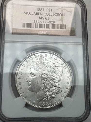 1887年米国モルガン銀貨 NGC MS 63 UNC マクラーレンコレクション 90%銀