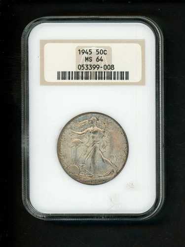 1945年米国ウォーキング・リバティ・ハーフドル 50セント .50 NGC MS 64 オリジナル ゴールドトーン サーフ 40,040円