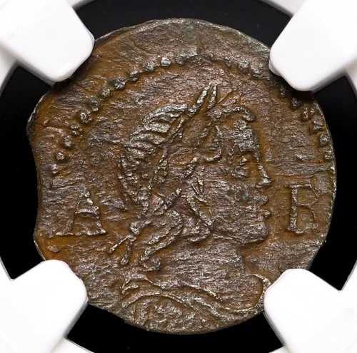 フランス、バルセロナ（スペイン）。ルイ14世「太陽王」銅製アルダイト、1648年、NGC AU