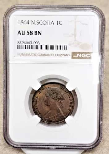 1864年 ノバスコシア 1セント - AU58BN - NGC - 状態良好