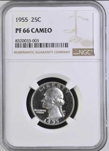1955年 ワシントン 25セント NGC PF 66 カメオ