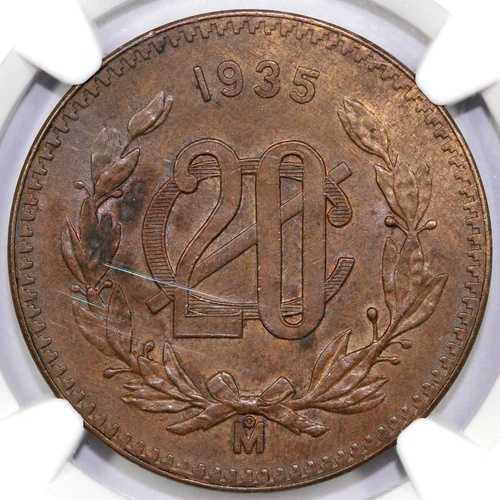 1935年 20セント メキシコ トゥエンティ・センタボ NGC MS 63 BN 40,040円