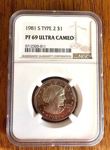 1981-S プルーフ NGC PF 69 ウルトラカメオ タイプ2 スーザン・B・アンソニー ドル 美しいコイン