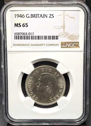 1946年 イギリス 2シリング NGC MS65