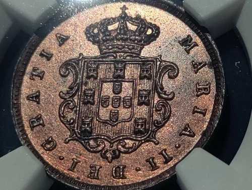 モザンビーク 2 Reis 1853 NGC Unc-Det。非常に希少！