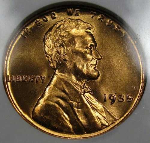 1935 リンカーン セント NGC MS-66 RD... 100% 赤、輝く光沢、素晴らしい打感、素晴らしい!!