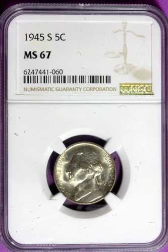 1945年 - S NGC MS67 ジェファーソンニッケル!! #B33920