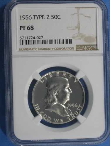 1956年 プルーフ フランクリン ハーフダラー NGC PF 68 #24-027