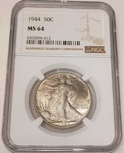 1944年 ウォーキング・リバティ 50セント ハーフドル NGC MS64 #6303096-012