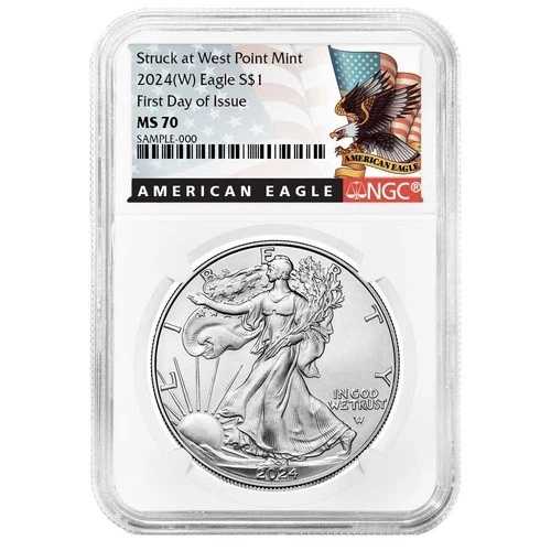 2024年 (W) $1 1オンス アメリカン シルバー イーグル NGC MS70 FDI ブラックラベル