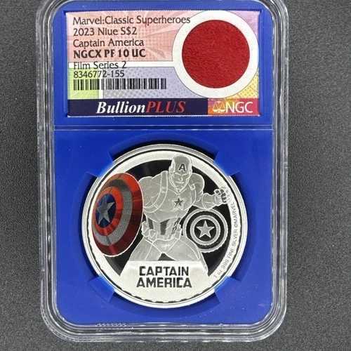 2023 ニウエ 1オンス0.999 キャプテン アメリカ シルバー 地金プラスフィルムシリーズ NGC ケープカット-