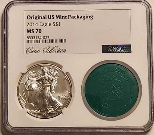 2014年 アメリカンシルバーイーグル NGC MS70 ? キュリオコレクション ? オリジナルミントパッケージ 50,820円