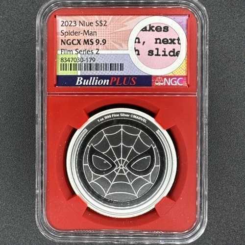 2023年 ニウエ 1オンス .999 スパイダーマン シルバーコイン 地金 プラス 映画シリーズ NGCX 証明書 9.9
