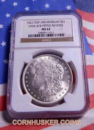 1921年 モーガン・ダラー トップ100 VAM-41B ピットリバース NGC MS 62 ? ブライトコイン