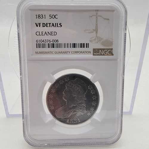 1831年 50セント胸像 ハーフドル VF 詳細 - クリーニング済み - NGC