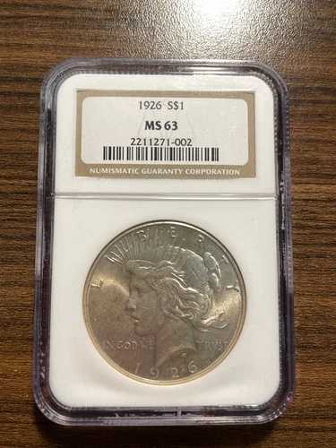 1926年-P ピースシルバードル $1 NGC ミントステート 63 MS 63 タイプ 2 ローレリーフ -