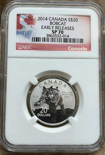 カナダ 2014 S$20 ボブキャット NGC SP 70 早期リリース