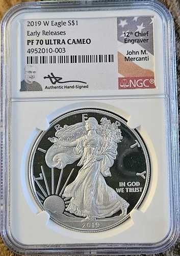 2019 W PF70 シルバーイーグル NGC アーリーリリース メルカンティ - フラッグラベル