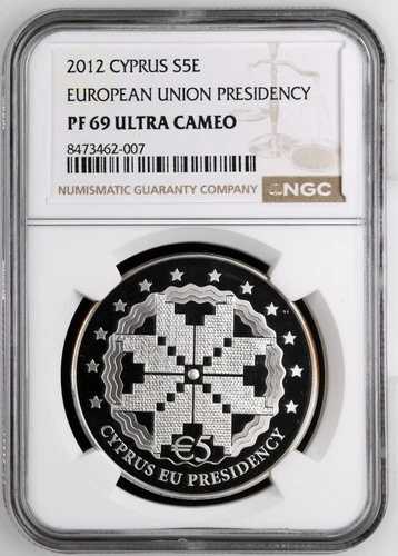 2012年 キプロス S5E 5ユーロ 欧州連合議長国銀貨 NGC PF 69 UC