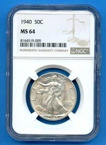 1940年 P NGC MS64 ウォーキング・リバティ シルバー ハーフドル 50セント 米国造幣局 コイン ブラストホワイト