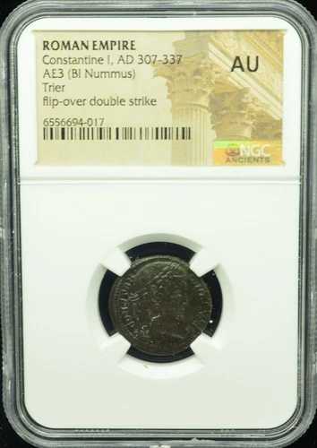 ローマ帝国 コンスタンティヌス 1 世、AD 307-337 AE 3 (Bi Nummus) NGC AU#I501