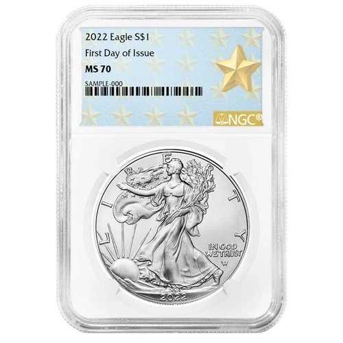 2022年 1ドル 1オンス アメリカンシルバーイーグル NGC MS70 FDI ウェストポイント スターラベル