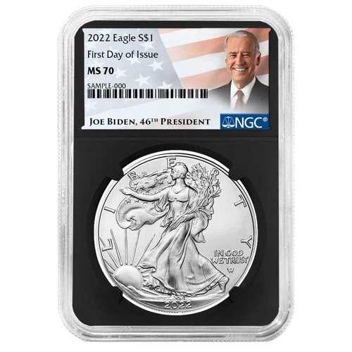2022年 1ドル 1オンス アメリカンシルバーイーグル NGC MS70 FDI バイデンラベル レトロコア