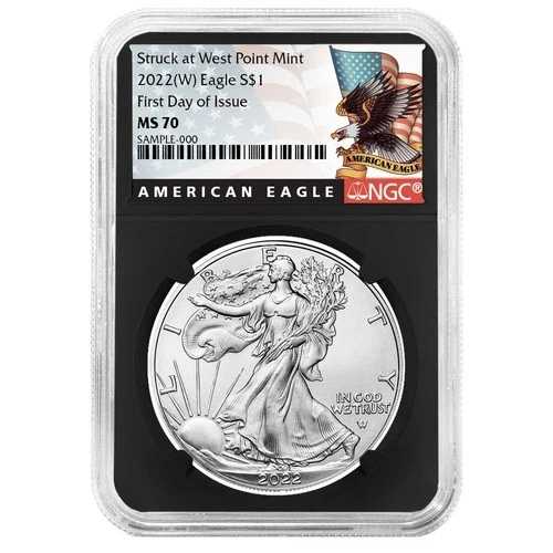 2022年 (W) $1 アメリカン シルバー イーグル NGC MS70 FDI ブラック ラベル レトロ コア
