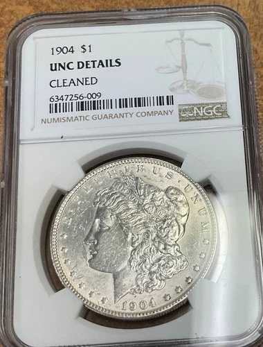 1904 年 1 ドル モーガン シルバー ダラー - NGC UNC 詳細 - ピット ダイス。