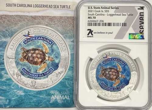 2021年 クック諸島 S$5 MS70 NGC 米国州動物シリーズ サウスカロライナ
