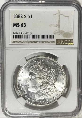 BU 1882-S モーガン シルバー ダラー NGC MS63 ブレザー! JRSYV