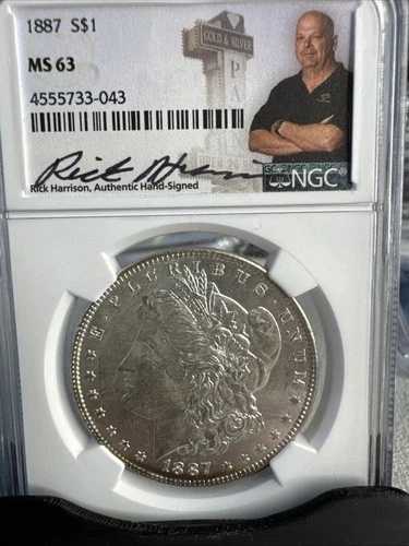 1887年 モルガン銀貨 NGC MS63 リック・ハリソン署名