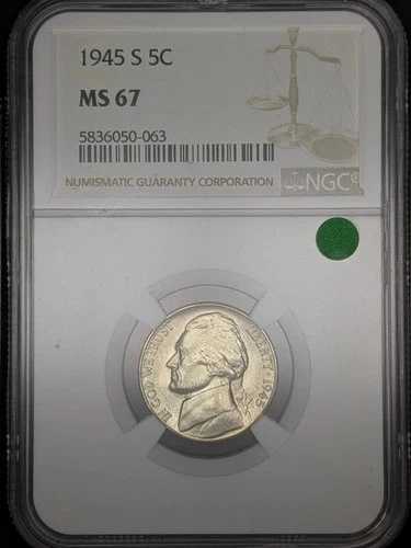 1945-S 5C NGC MS 67 シルバー ジェファーソンニッケル [063]