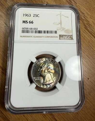 1963年ワシントンクォーター NGC MS 66 レインボートーニング ? 50,820円