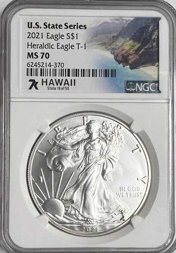 2021 イーグル S$1 ヘラルディック イーグル T-1 MS70 NGC US ステイツ シリーズ ハワイ