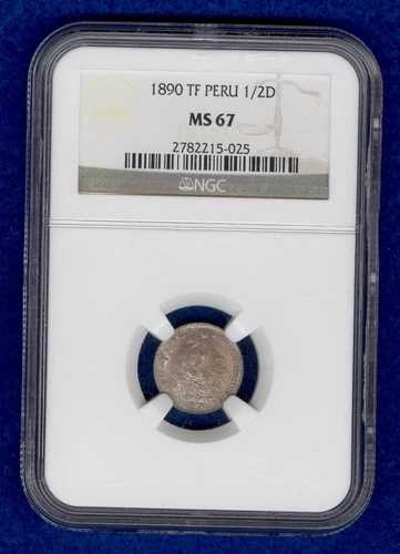 1890 TF ペルー 1/2 ディネロ NGC MS67