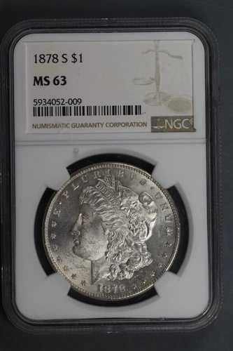 1878年-S $1 モーガンシルバードル NGC MS63 BU UNC MS US タイプコイン スラブ-154- 50,820円