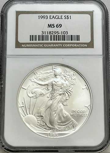1993年アメリカンシルバーイーグル NGC MS 69 50,820円