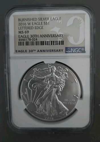 2016年 W バーニッシュド アメリカン シルバー イーグル レタードエッジ 30周年記念 NGC MS69 50,820円