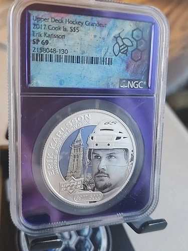 2017年 クック諸島 ERIK Karisson アッパーデッキ .9999 コイン NGC プルーフ SP-69、NHL ホッケー