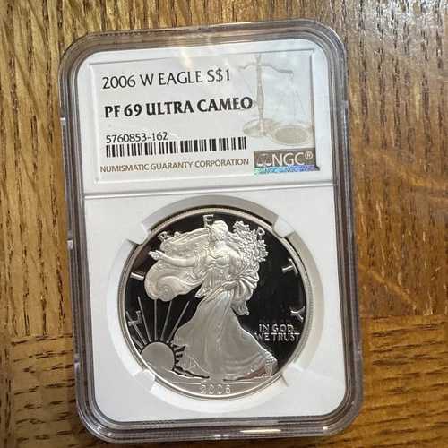 2006-W アメリカン シルバー イーグル $1 NGC PF 69 ウルトラ カメオ ブラウン ラベル ??